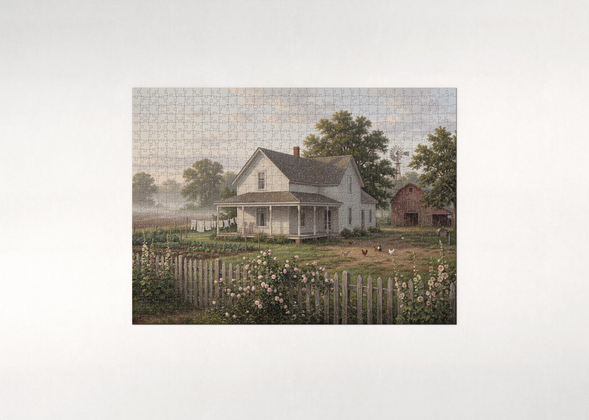 Farmhouse in the Morning Light jigsaw puzzle - flat puzzle