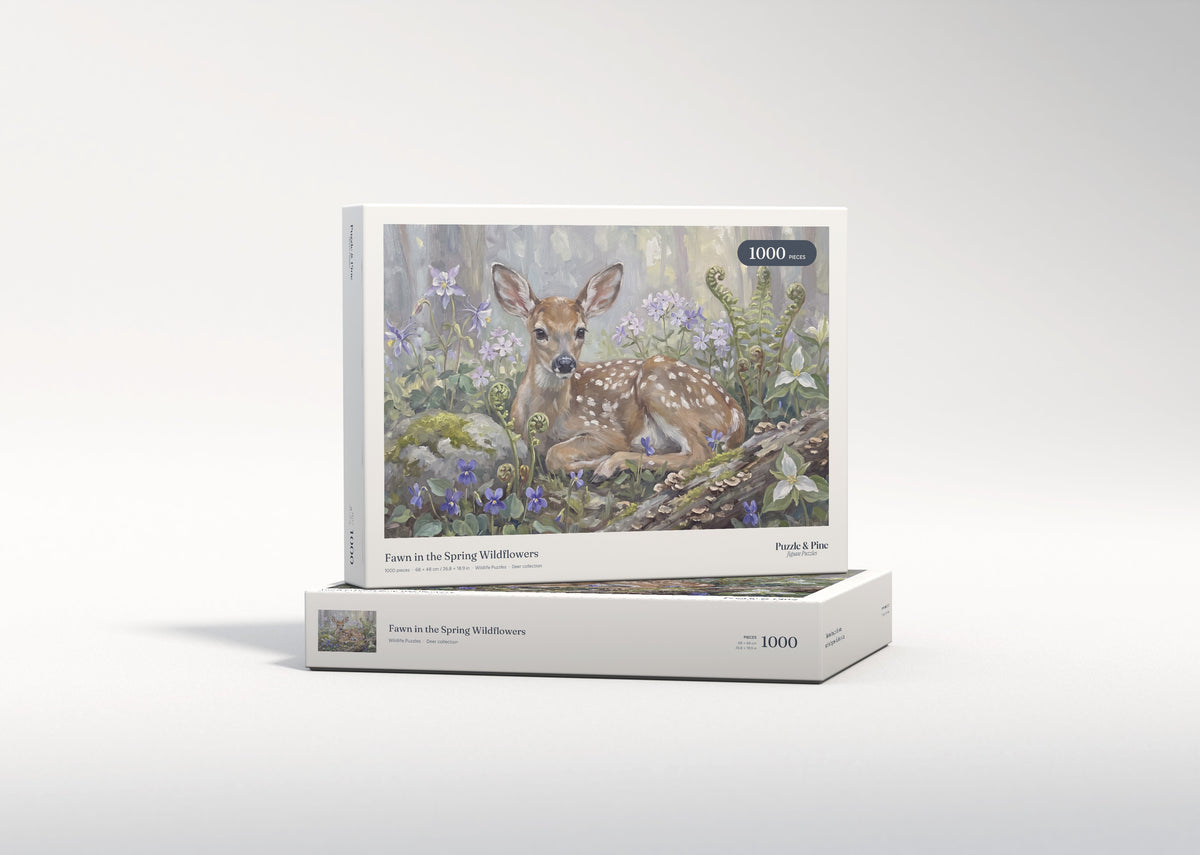 Fawn in the Spring Wildflowers jigsaw puzzle - gift box