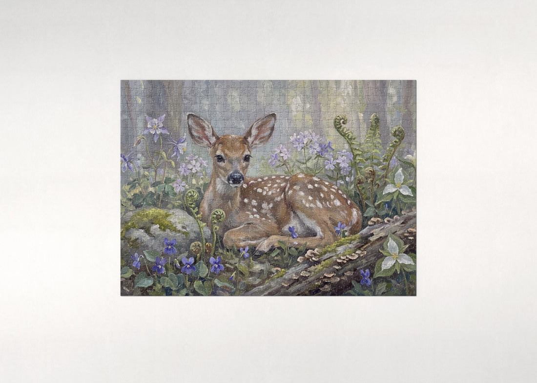 Fawn in the Spring Wildflowers jigsaw puzzle - gift box