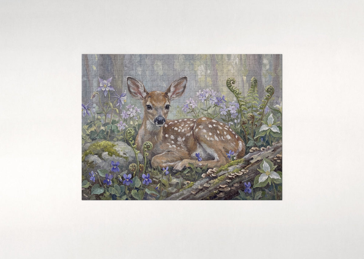 Fawn in the Spring Wildflowers jigsaw puzzle - flat puzzle