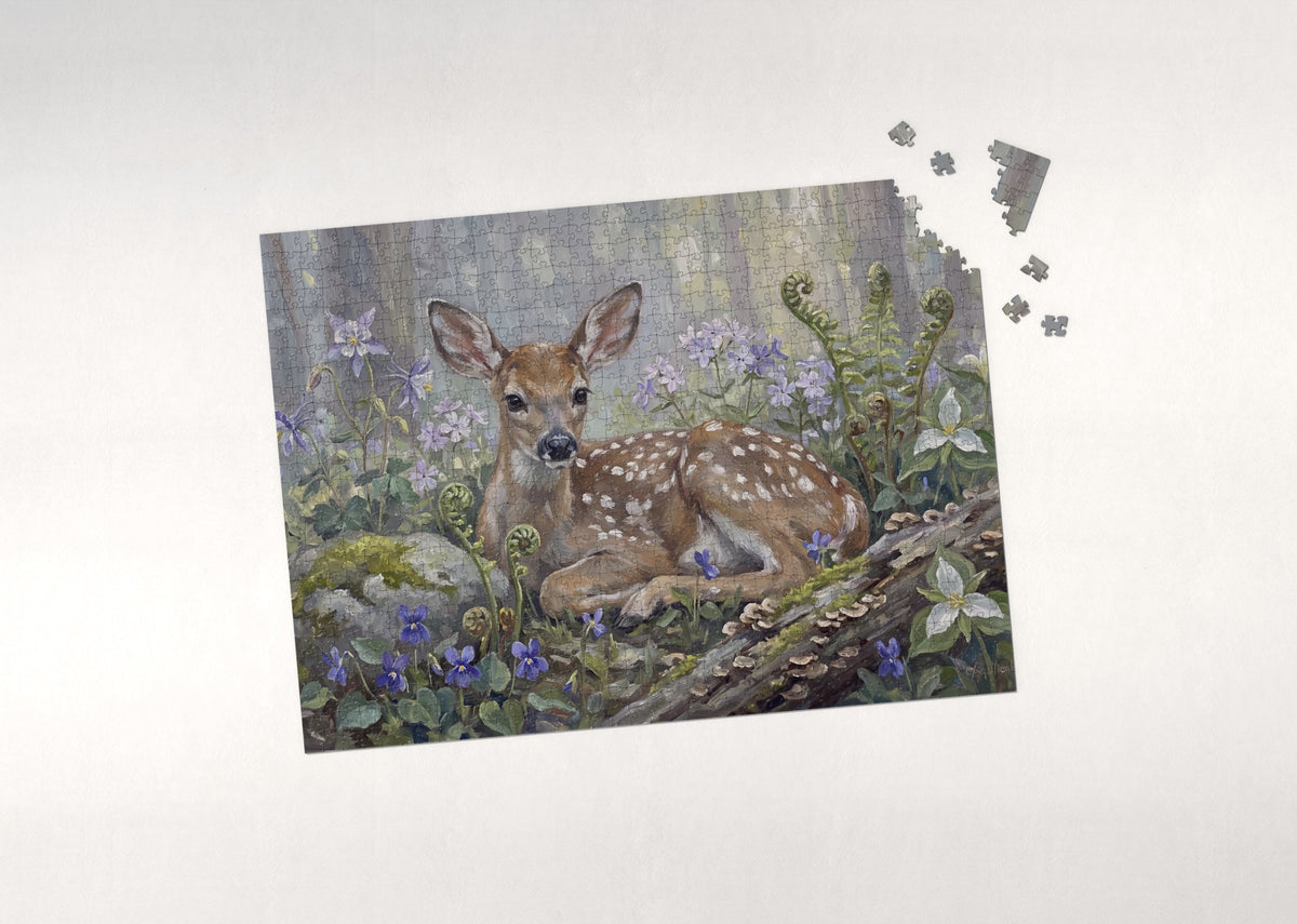 Fawn in the Spring Wildflowers jigsaw puzzle - puzzle with loose pieces