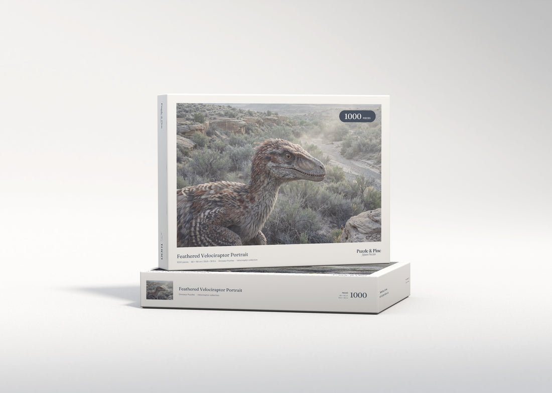 Feathered Velociraptor Portrait jigsaw puzzle - gift box