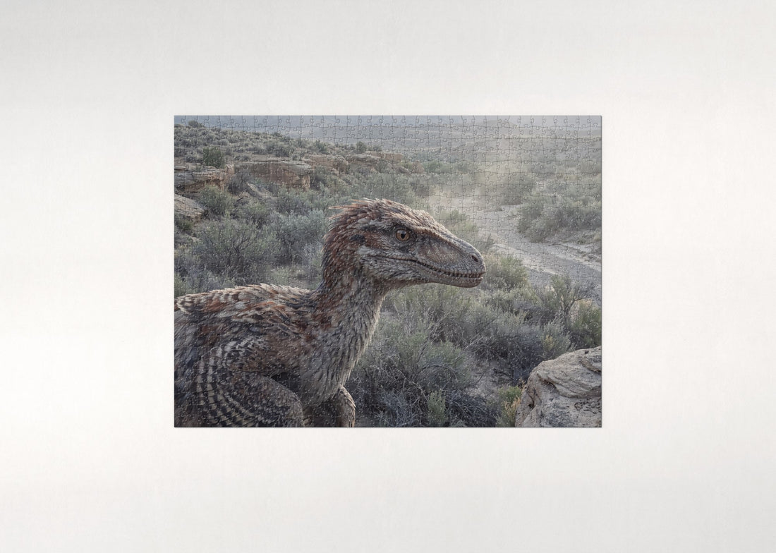 Feathered Velociraptor Portrait jigsaw puzzle - gift box