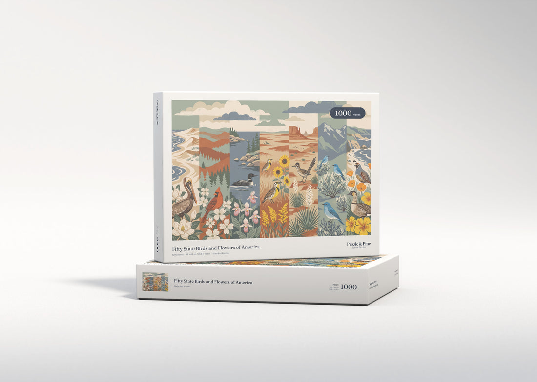 Fifty State Birds and Flowers of America jigsaw puzzle - gift box
