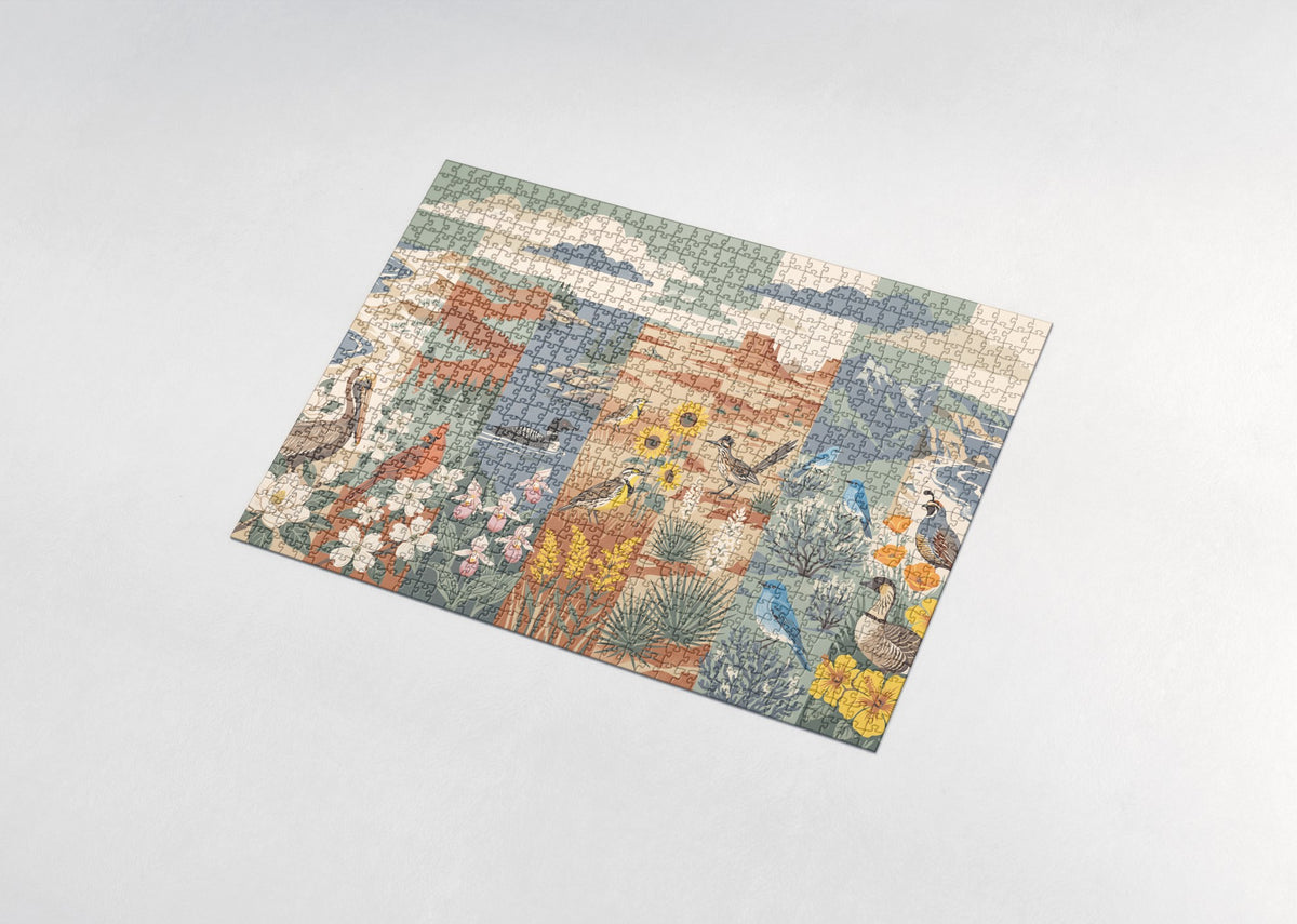 Fifty State Birds and Flowers of America jigsaw puzzle - assembled puzzle