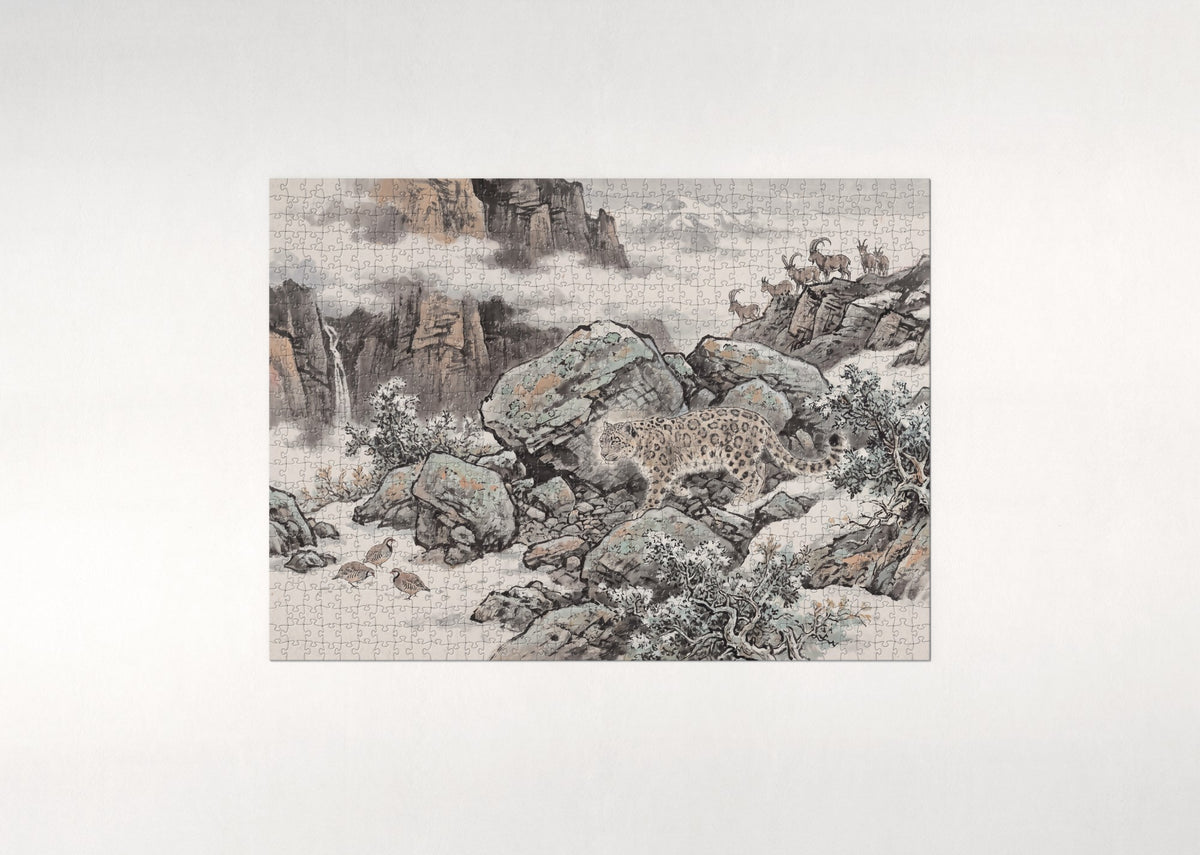 Find the Snow Leopard on the Mountain jigsaw puzzle - flat puzzle