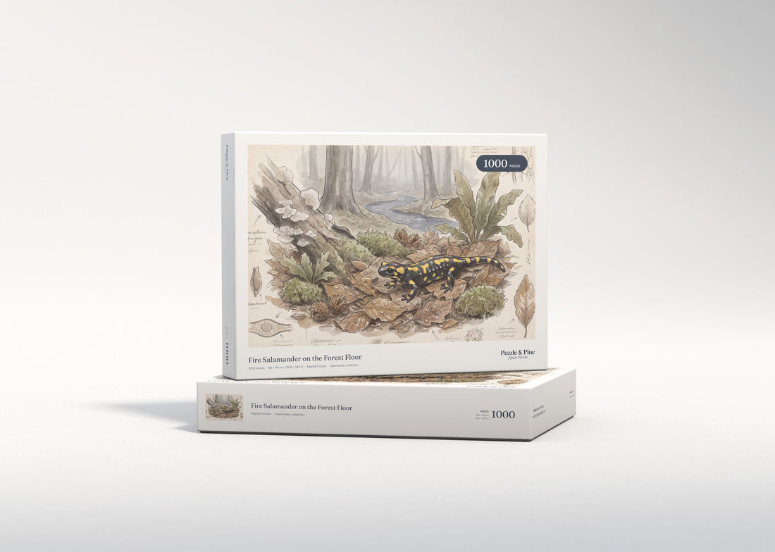Fire Salamander on the Forest Floor jigsaw puzzle - gift box