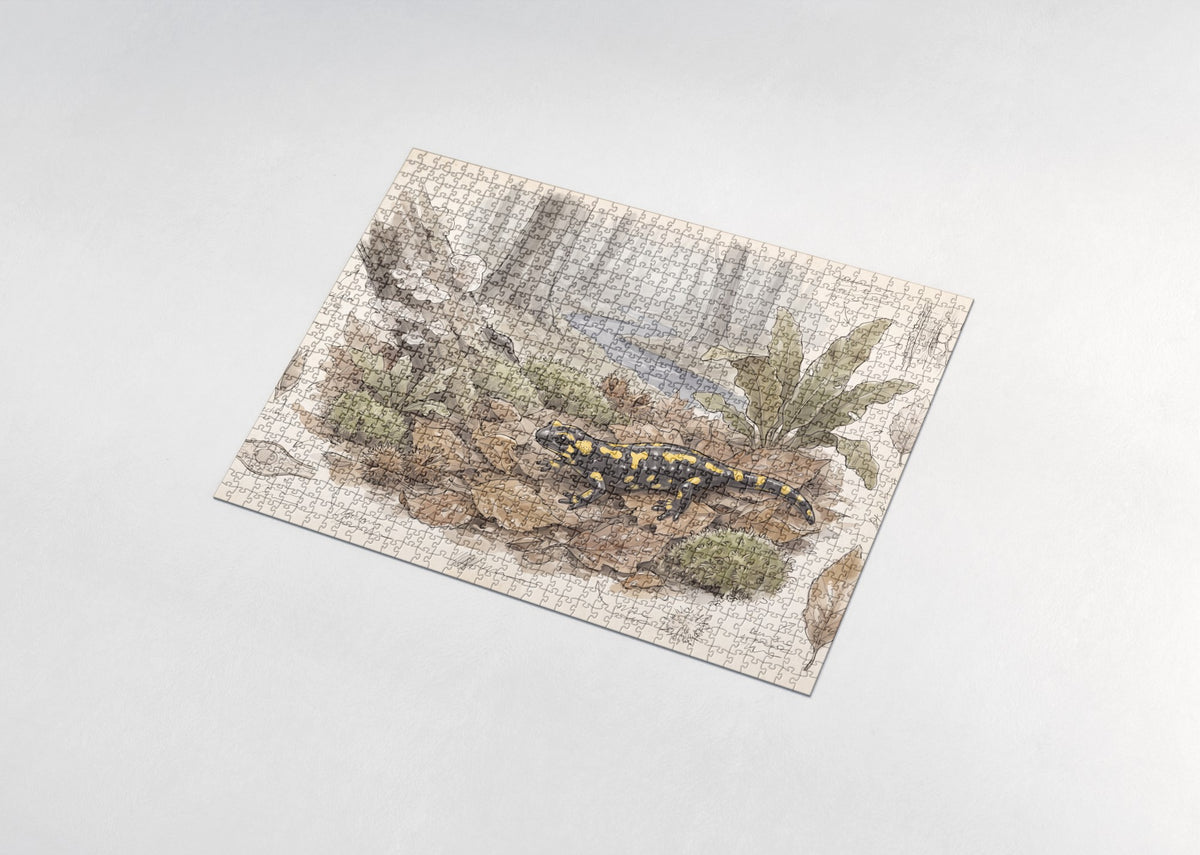 Fire Salamander on the Forest Floor jigsaw puzzle - assembled puzzle