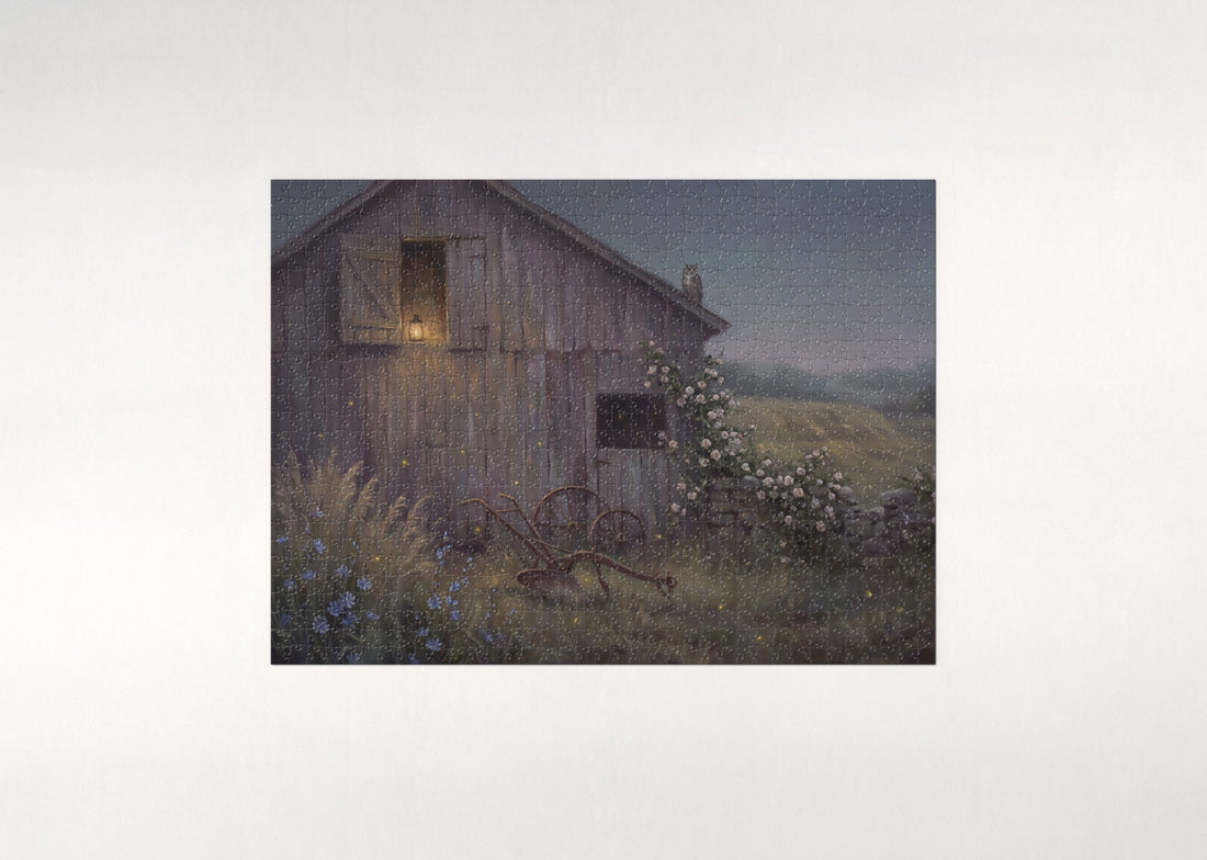 Fireflies Around the Old Barn jigsaw puzzle - gift box