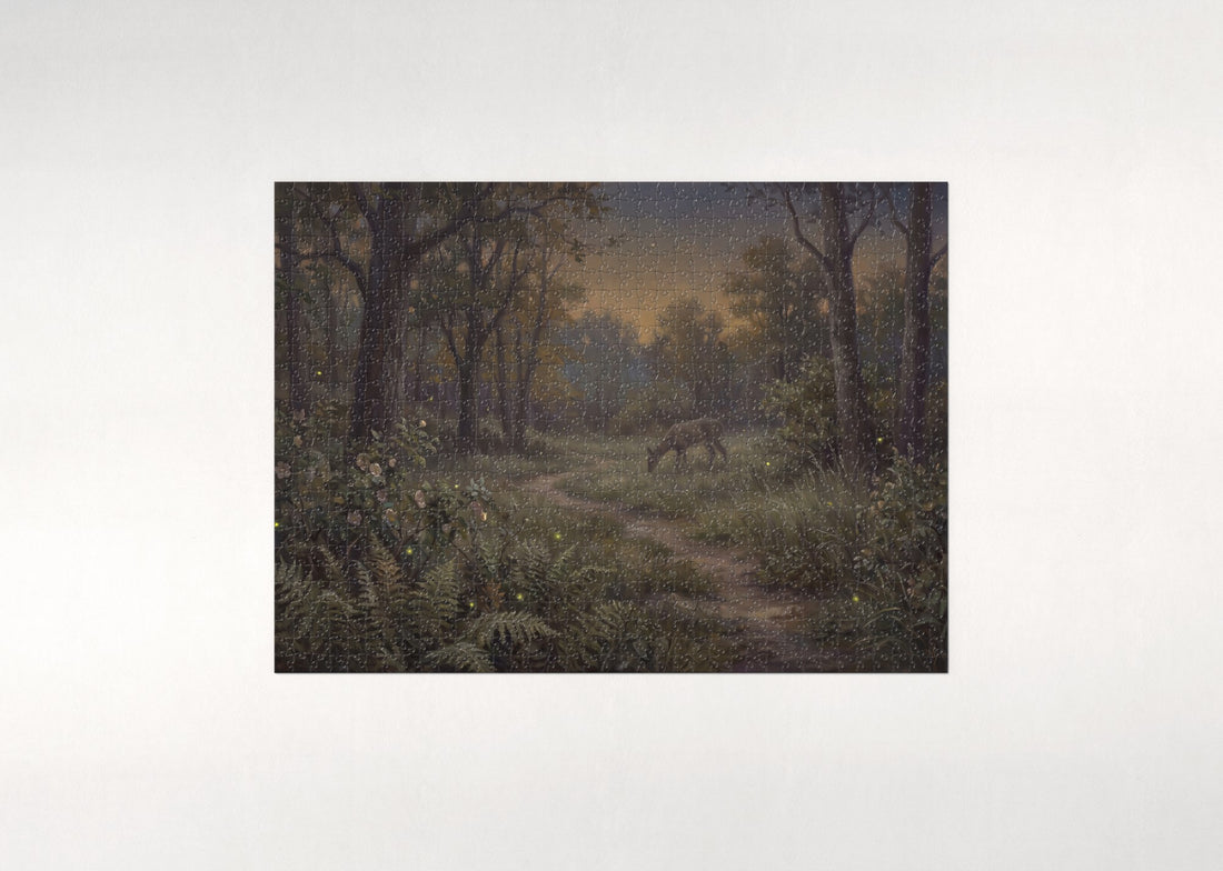 Fireflies at the Forest Edge at Dusk jigsaw puzzle - gift box