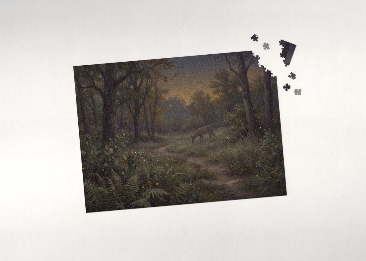 Fireflies at the Forest Edge at Dusk jigsaw puzzle - puzzle with loose pieces