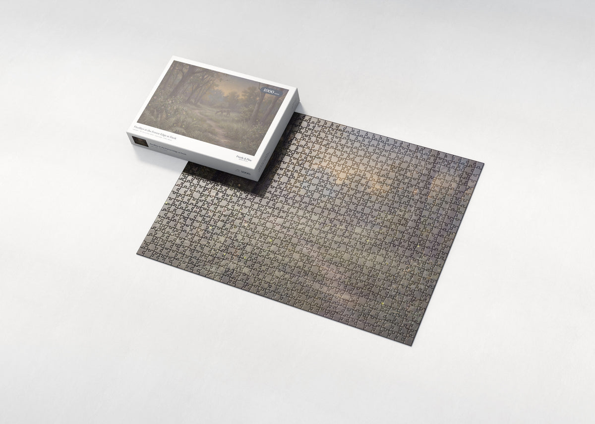 Fireflies at the Forest Edge at Dusk jigsaw puzzle - box and puzzle