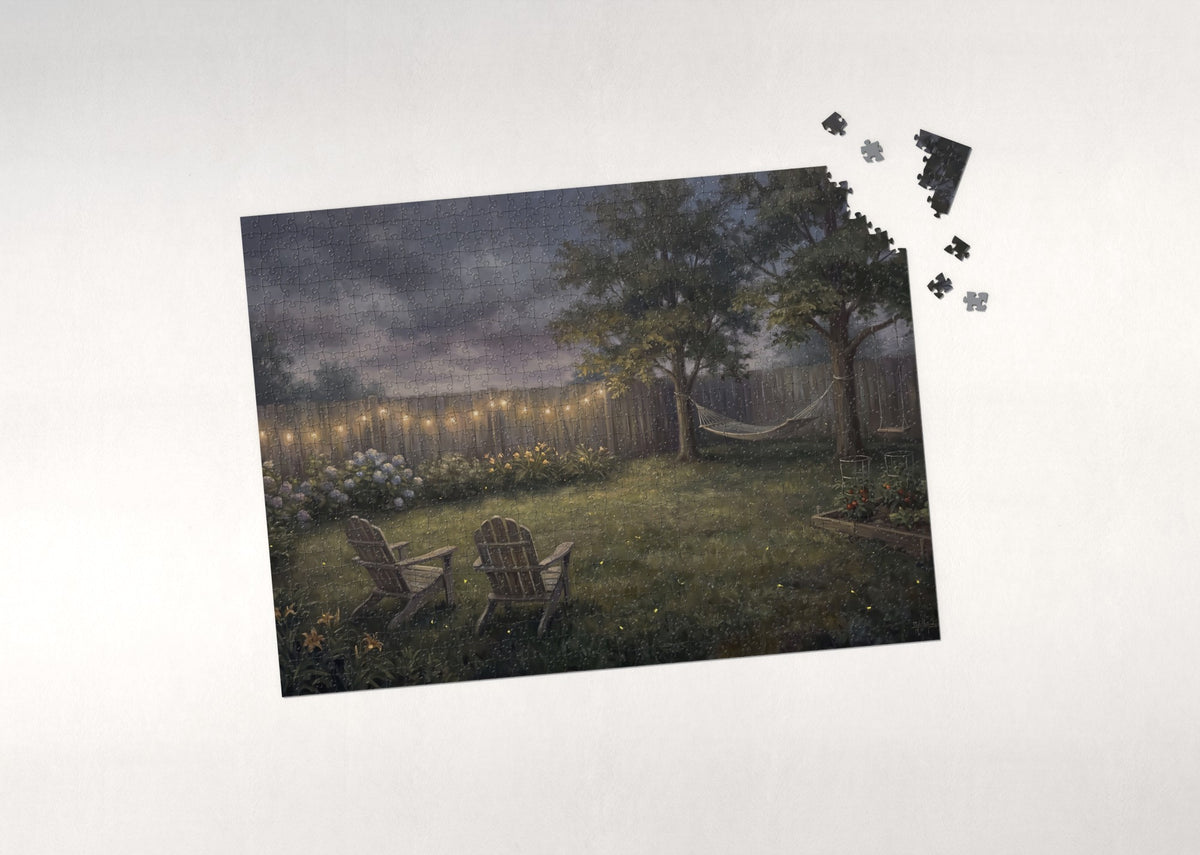 Fireflies in the Backyard on a July Night jigsaw puzzle - puzzle with loose pieces