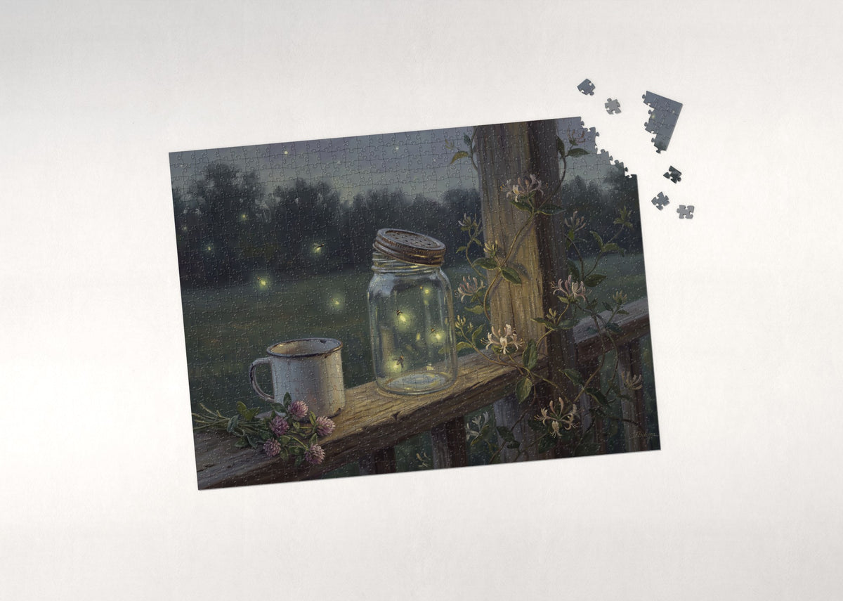 Fireflies in the Mason Jar jigsaw puzzle - puzzle with loose pieces
