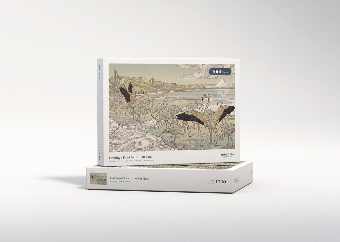 Flamingo Flock in the Salt Flats jigsaw puzzle - gift box