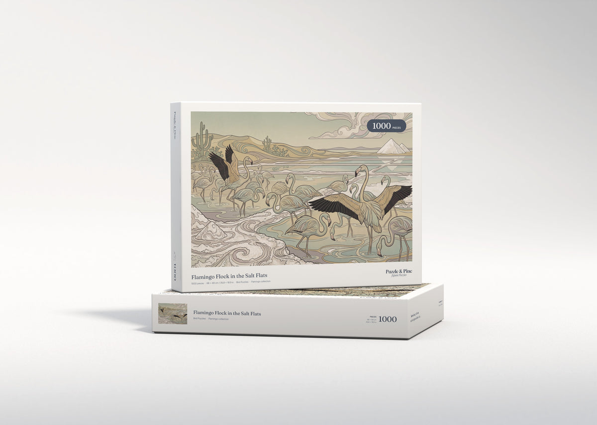 Flamingo Flock in the Salt Flats jigsaw puzzle - gift box