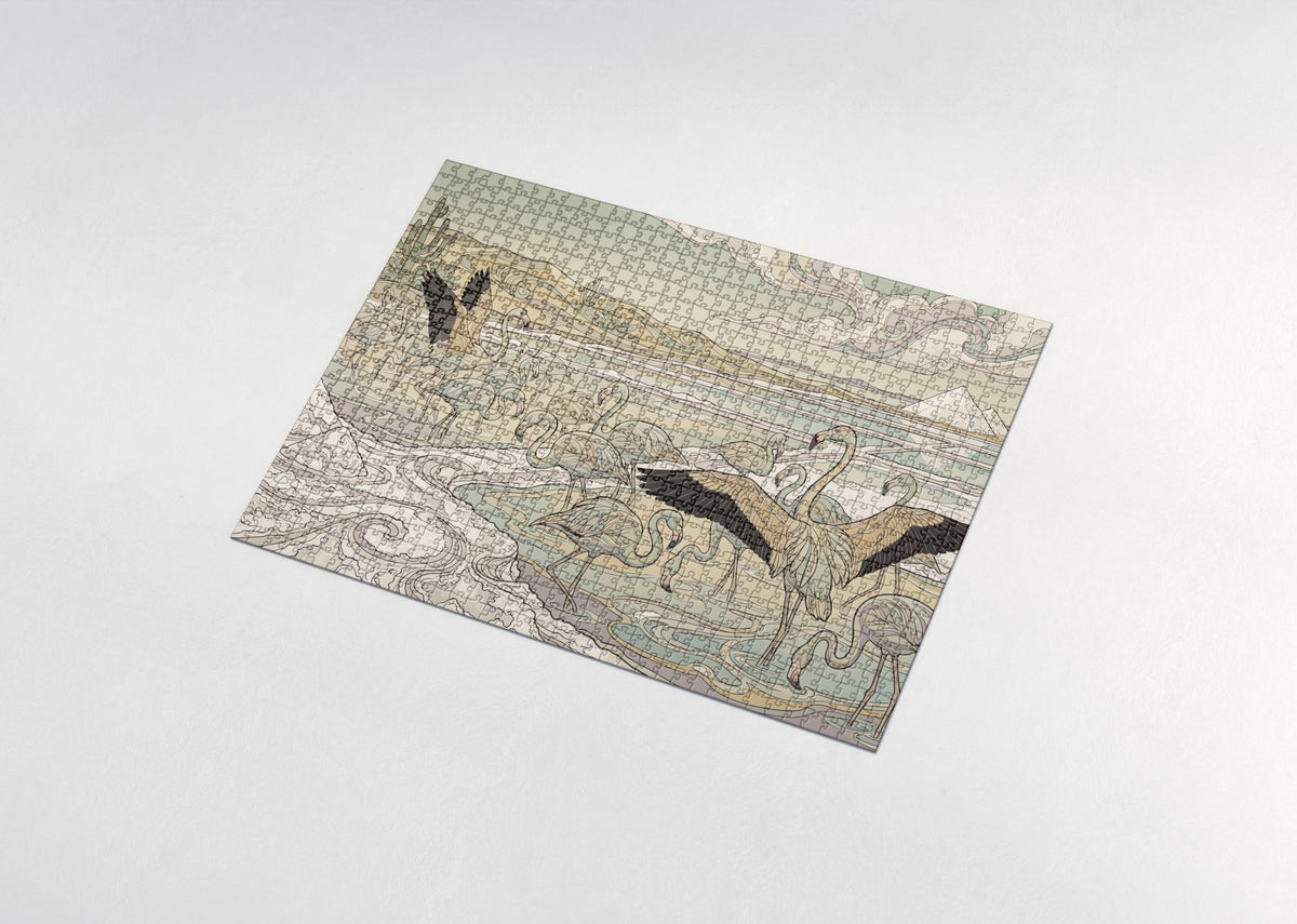 Flamingo Flock in the Salt Flats jigsaw puzzle - assembled puzzle