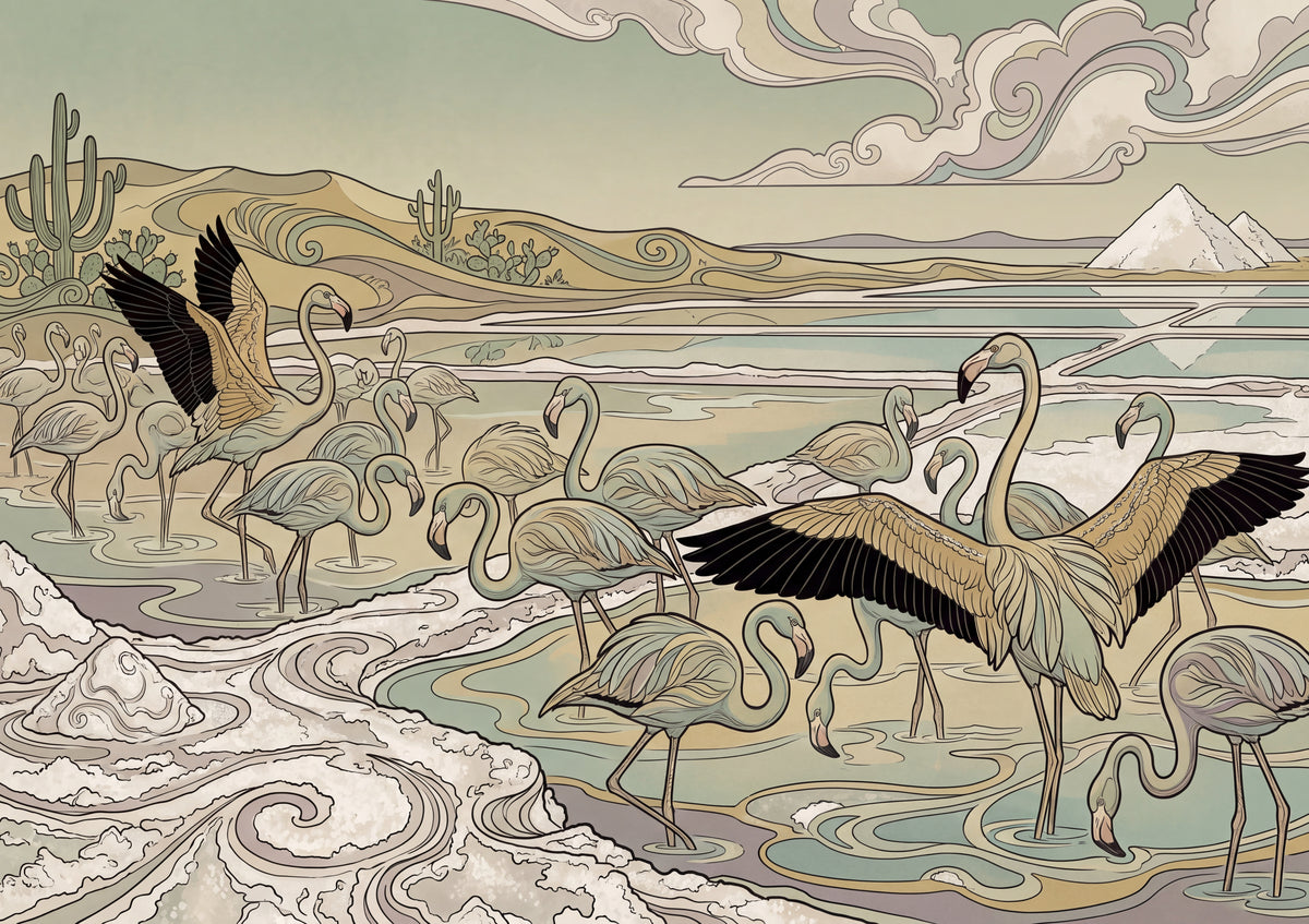 Flamingo Flock in the Salt Flats jigsaw puzzle