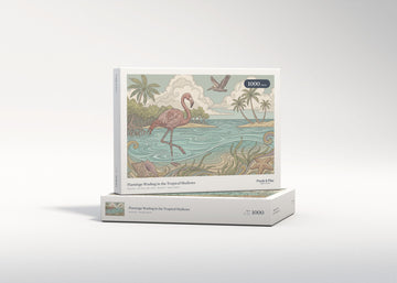 Flamingo Wading in the Tropical Shallows jigsaw puzzle - gift box