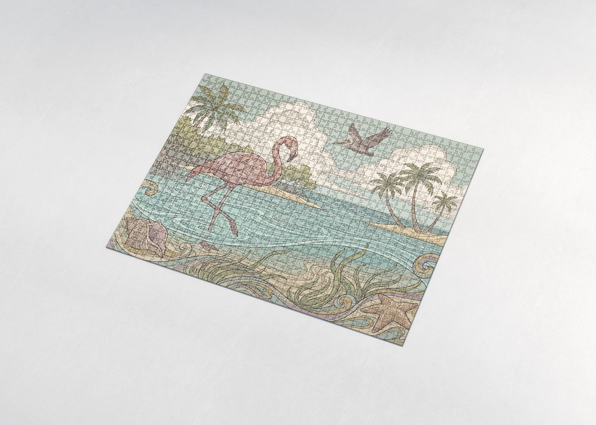 Flamingo Wading in the Tropical Shallows jigsaw puzzle - assembled puzzle