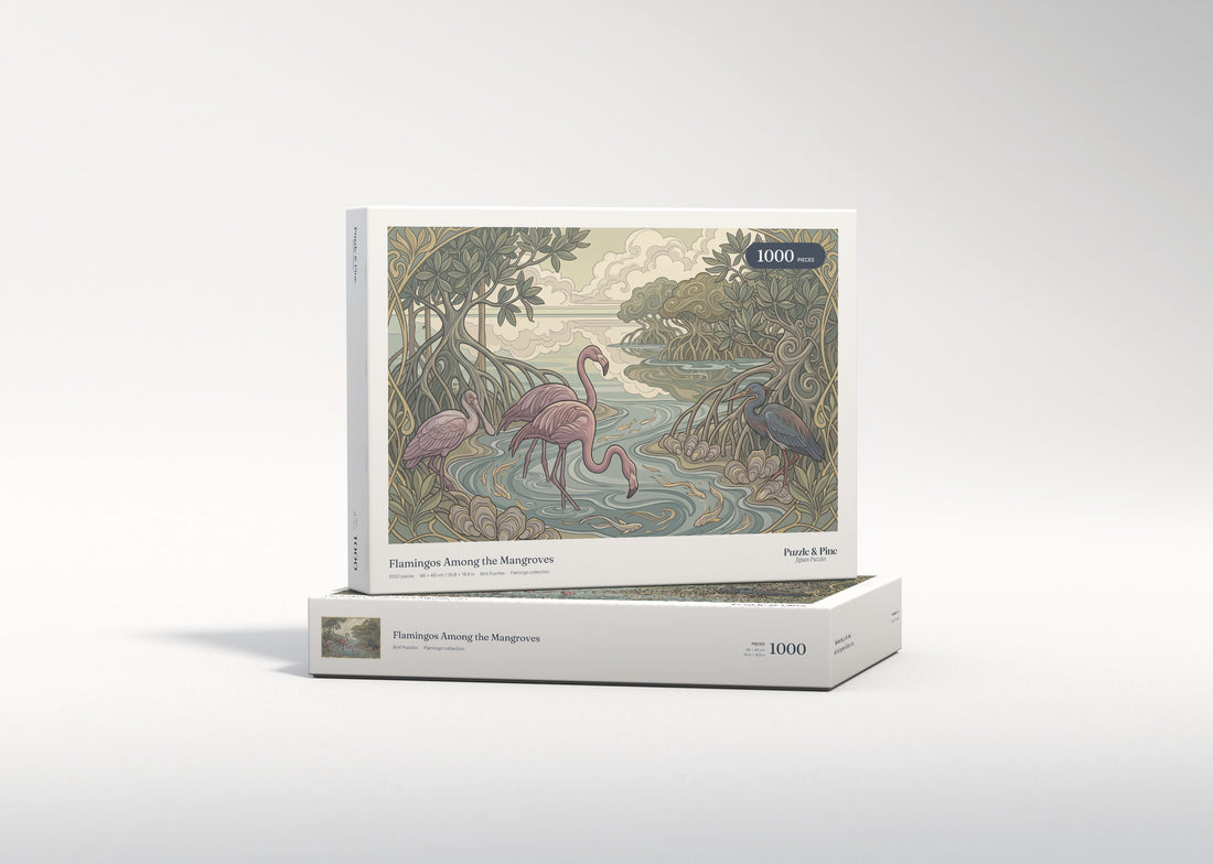 Flamingos Among the Mangroves jigsaw puzzle - gift box