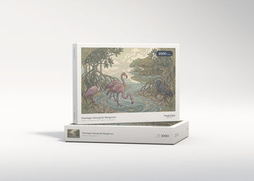 Flamingos Among the Mangroves jigsaw puzzle - gift box