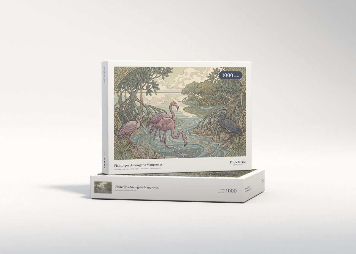 Flamingos Among the Mangroves jigsaw puzzle - gift box