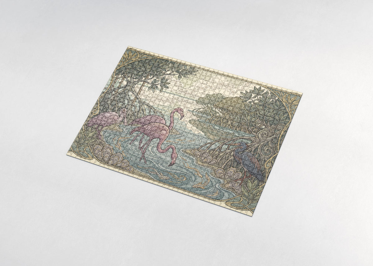 Flamingos Among the Mangroves jigsaw puzzle - assembled puzzle