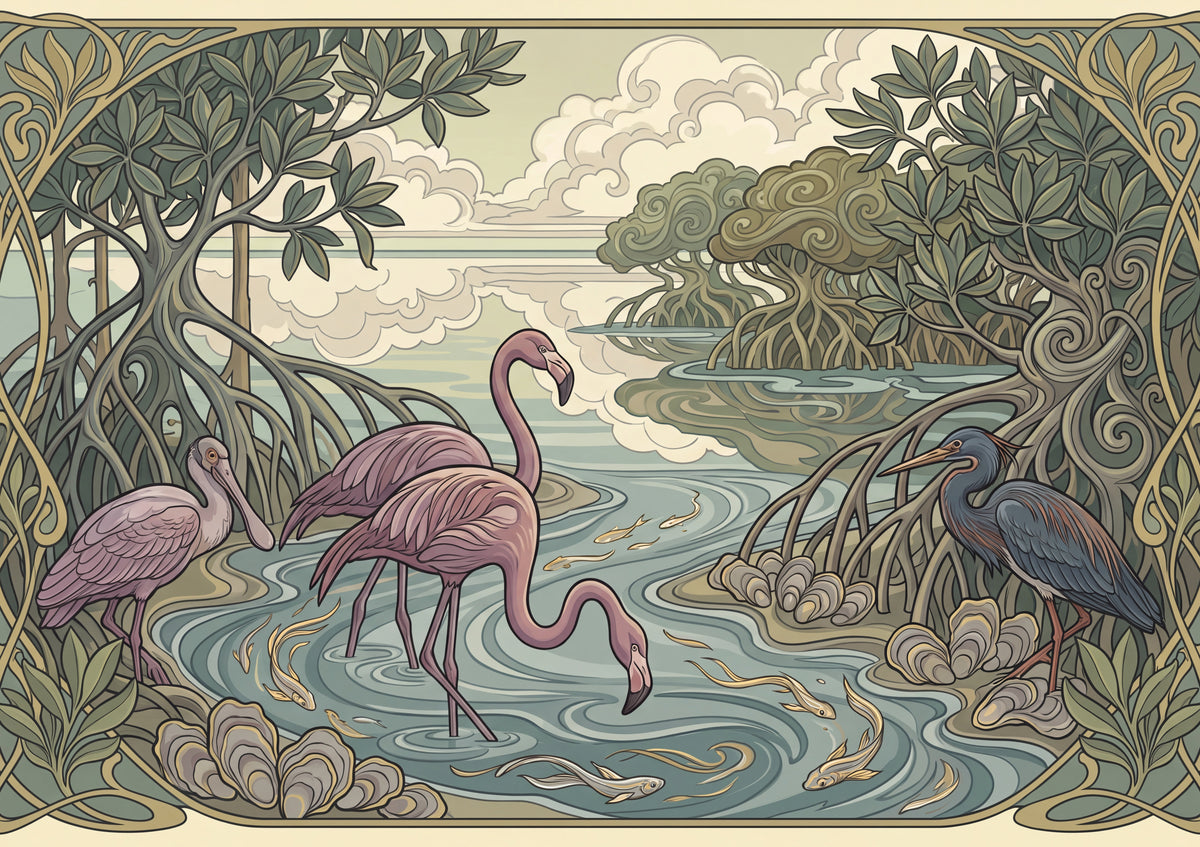Flamingos Among the Mangroves jigsaw puzzle