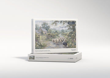 Flock Crossing the Country Lane jigsaw puzzle - gift box