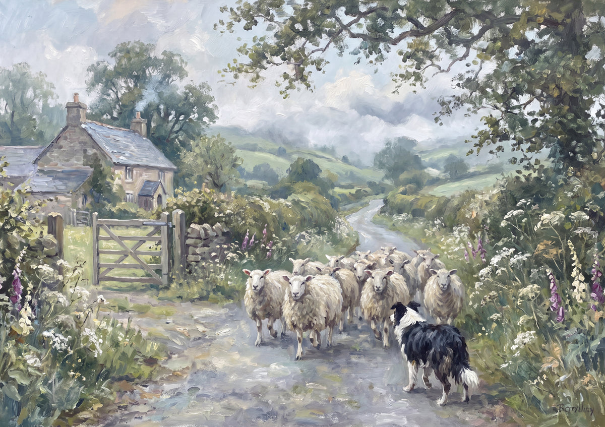 Flock Crossing the Country Lane jigsaw puzzle