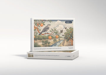 Florida State Bird and Flower: Mockingbird and Orange Blossom jigsaw puzzle - gift box