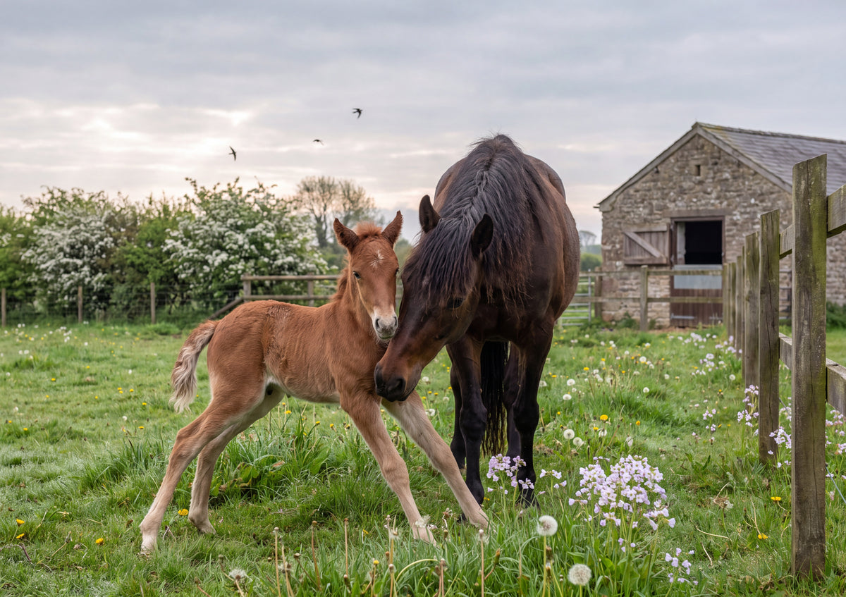 Foal Taking Its First Steps in the Spring Pasture jigsaw puzzle