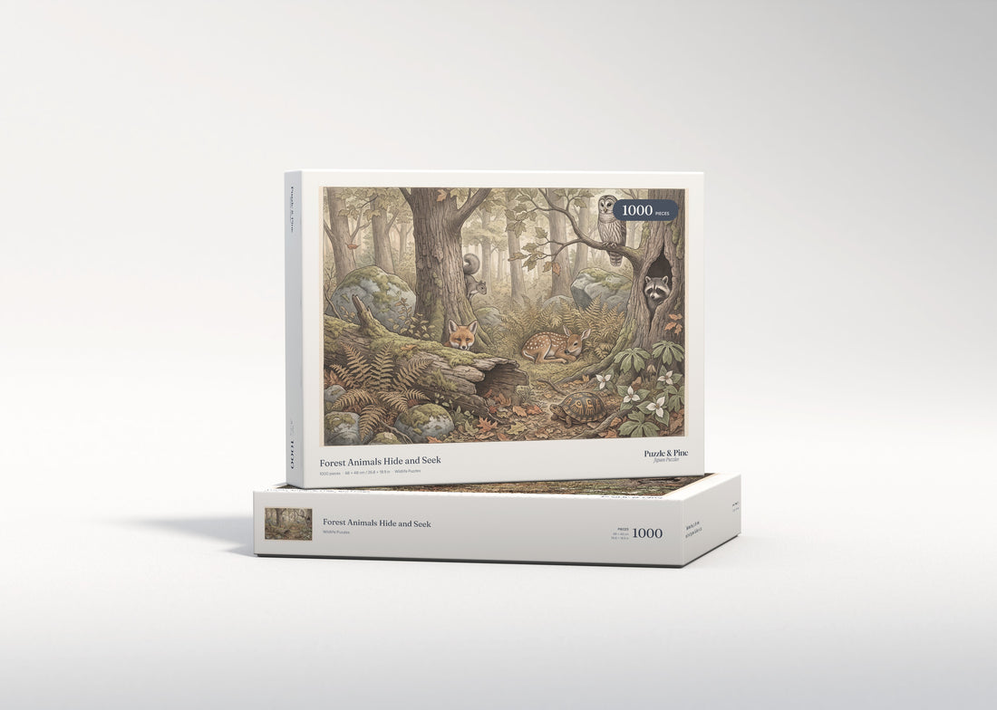 Forest Animals Hide and Seek jigsaw puzzle - gift box