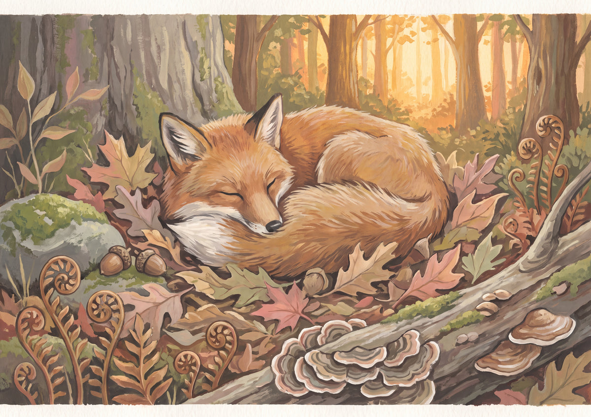 Fox Curled Asleep in the Autumn Leaves jigsaw puzzle