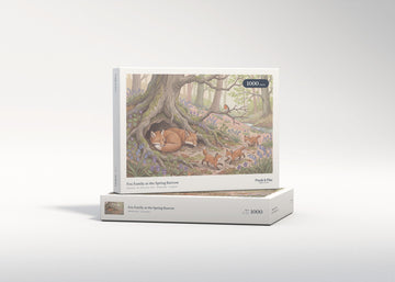 Fox Family at the Spring Burrow jigsaw puzzle - gift box