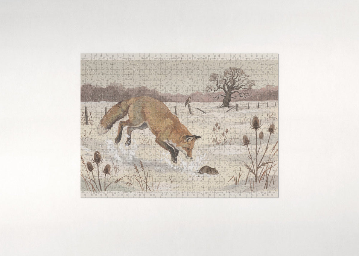 Fox Hunting in the Winter Field jigsaw puzzle - flat puzzle