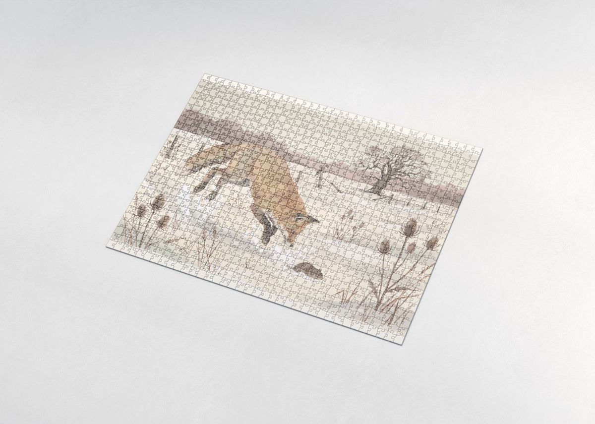 Fox Hunting in the Winter Field jigsaw puzzle - assembled puzzle