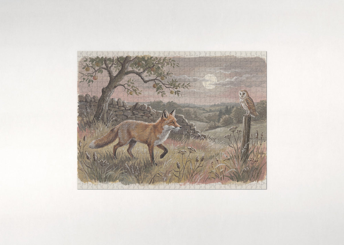Fox in the Moonlight jigsaw puzzle - flat puzzle