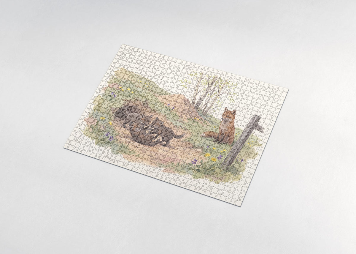 Fox Kits Playing at the Den jigsaw puzzle - assembled puzzle