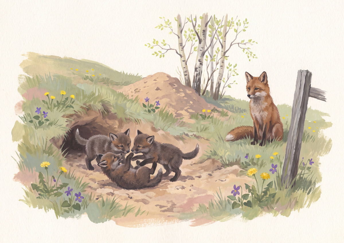 Fox Kits Playing at the Den jigsaw puzzle