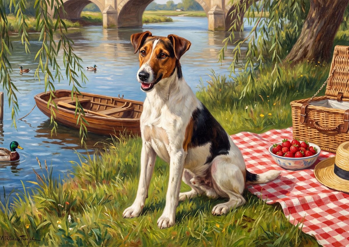 Fox Terrier at the Riverbank Picnic jigsaw puzzle