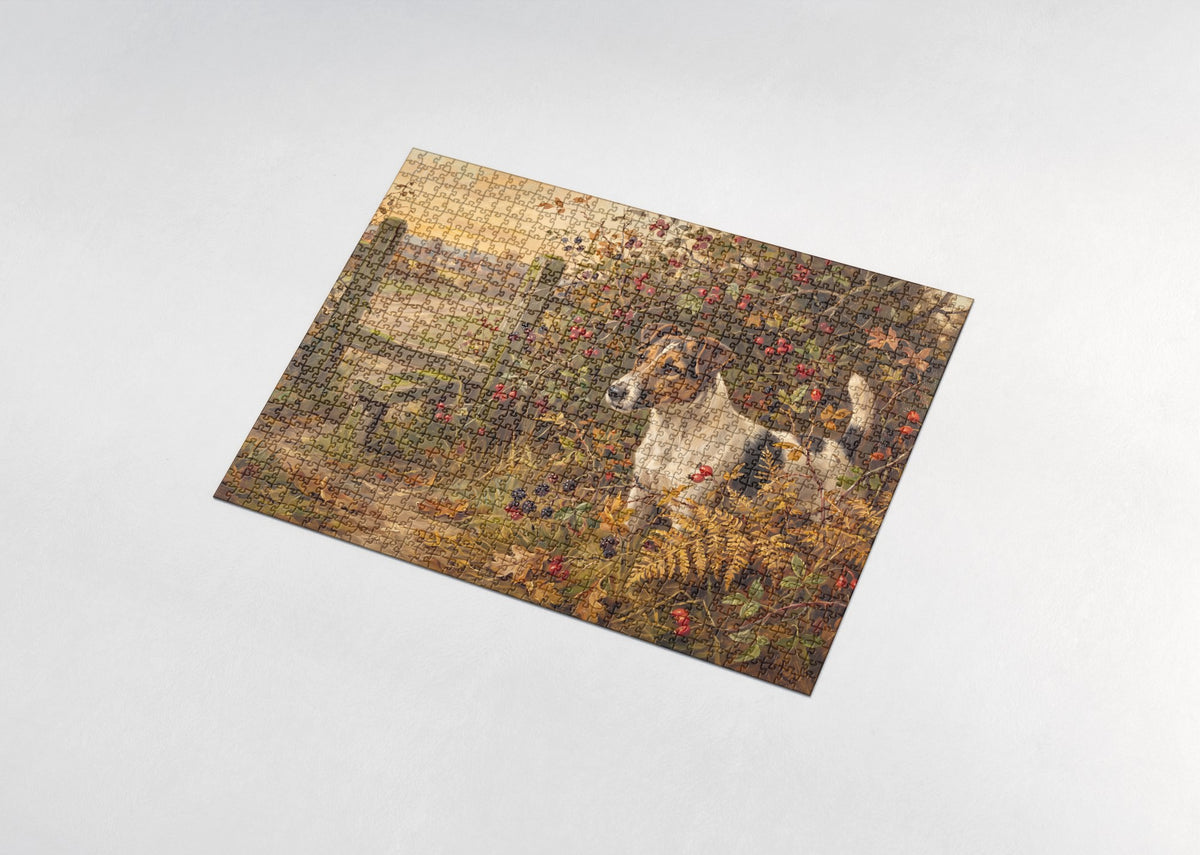 Fox Terrier in the Autumn Hedgerow jigsaw puzzle - assembled puzzle