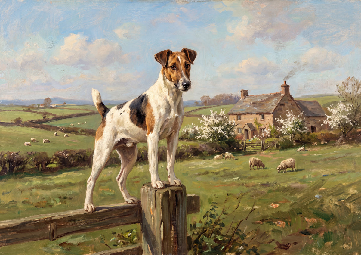 Fox Terrier on the Countryside Fence Post jigsaw puzzle