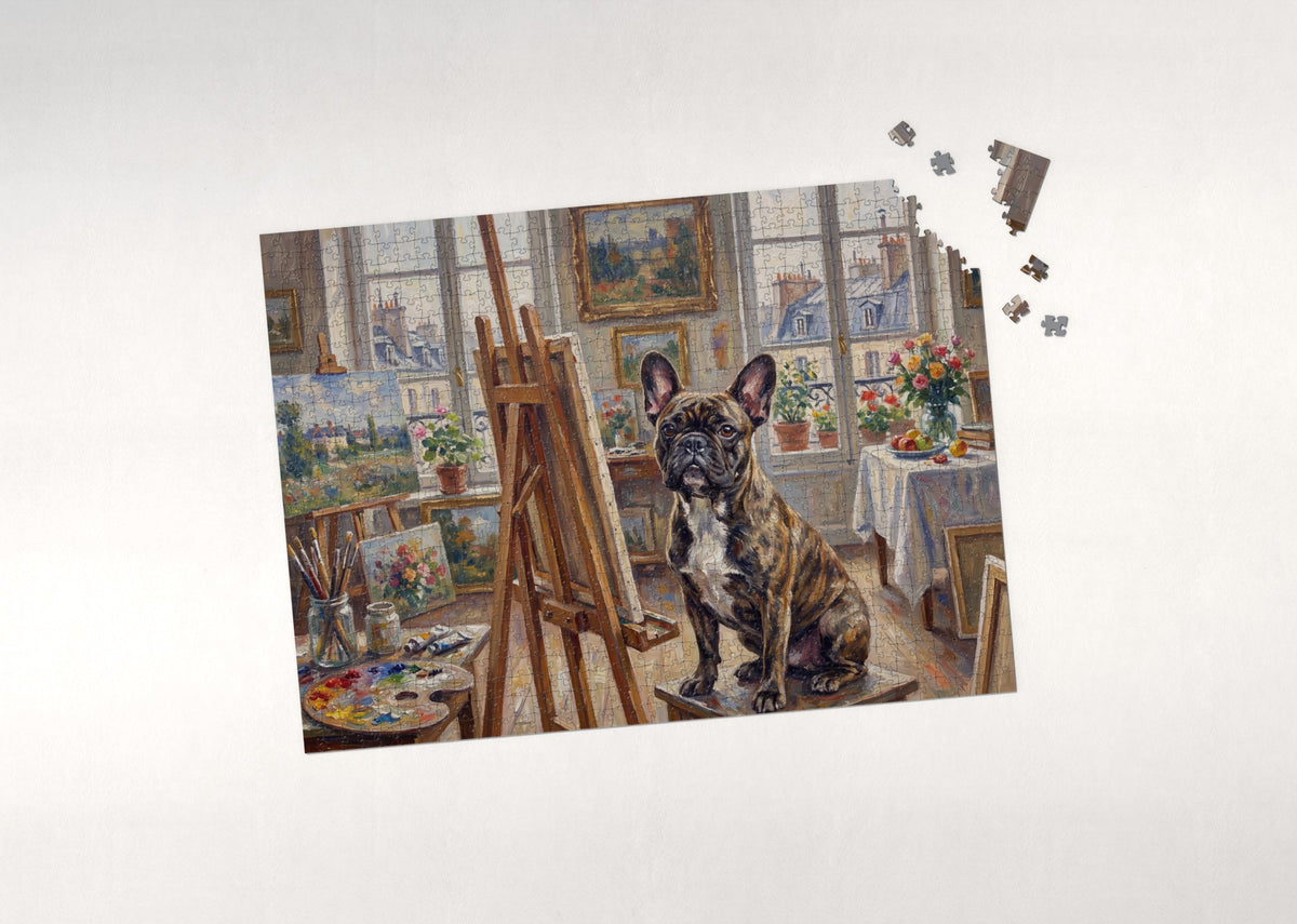 French Bulldog in the Art Studio jigsaw puzzle - puzzle with loose pieces