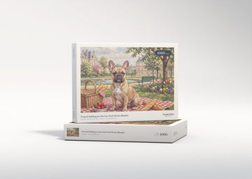 French Bulldog on the City Park Picnic Blanket jigsaw puzzle - gift box