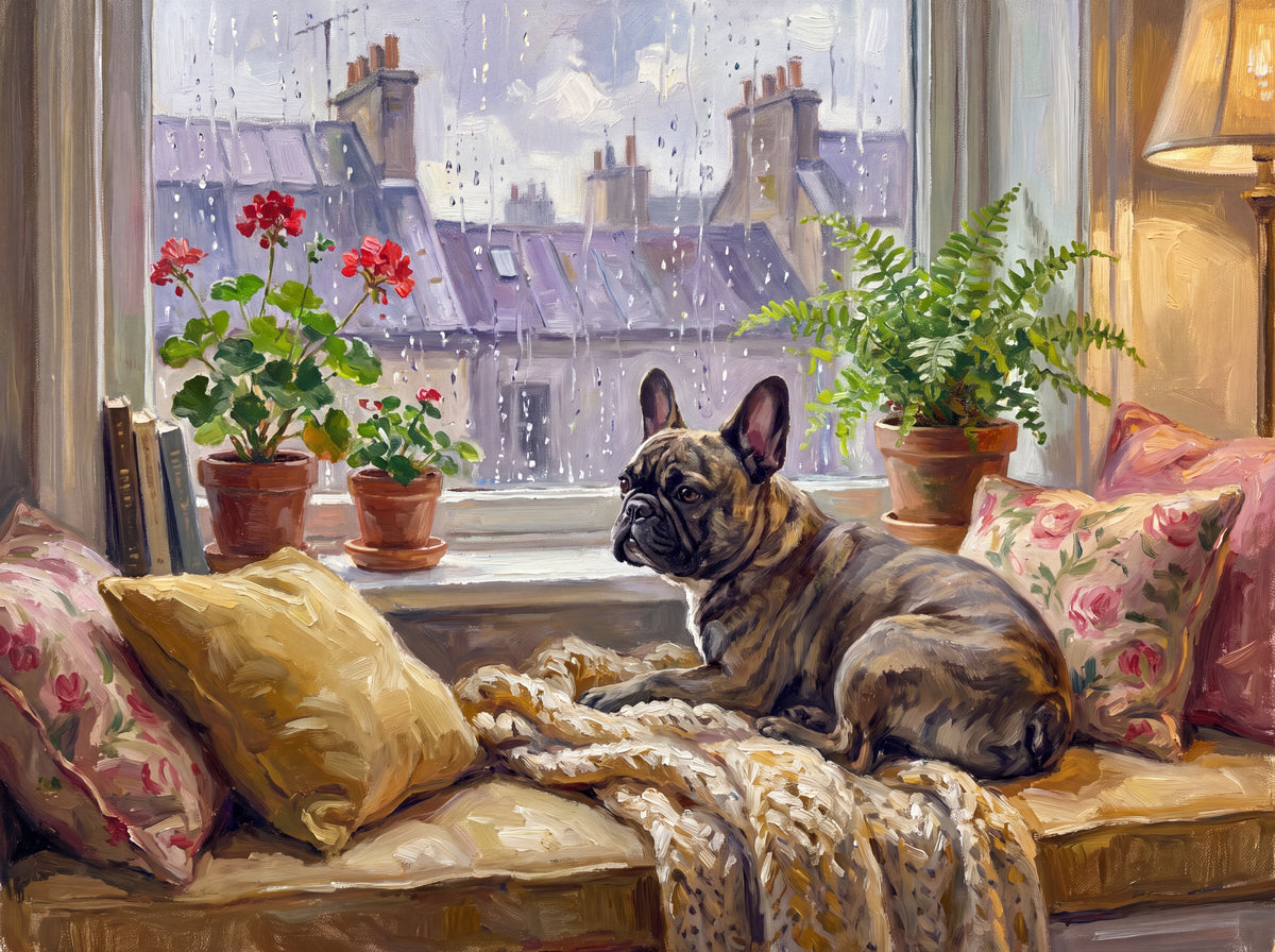 French Bulldog on the Rainy Day Window Seat jigsaw puzzle