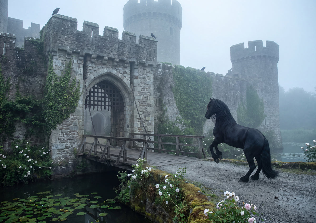 Friesian at the Castle Gate jigsaw puzzle