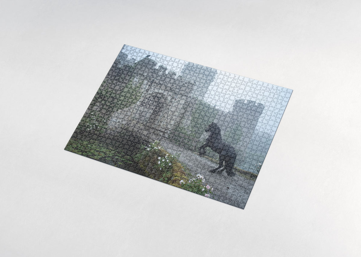 Friesian at the Castle Gate jigsaw puzzle - assembled puzzle