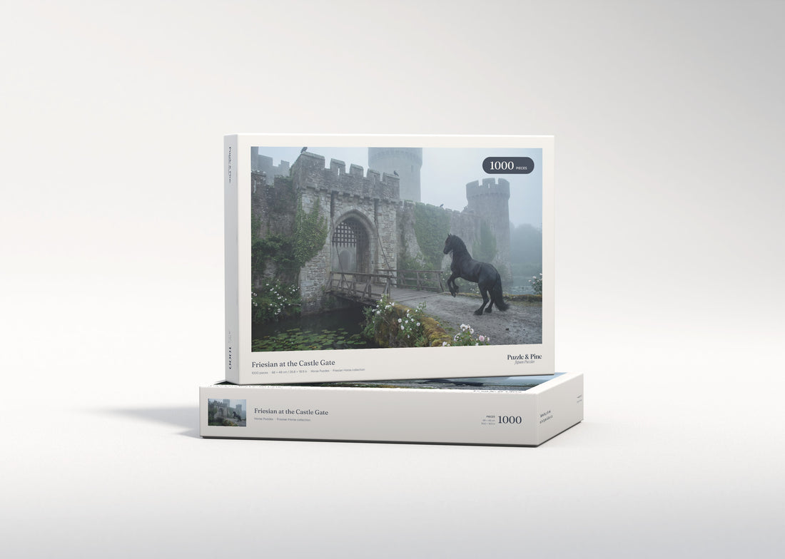 Friesian at the Castle Gate jigsaw puzzle - gift box